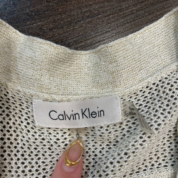 Calvin Klein Cream Knit Sparkly Cardigan - Picture 4 of 4